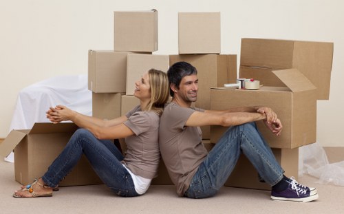 Professional team managing a commercial move in a city centre office