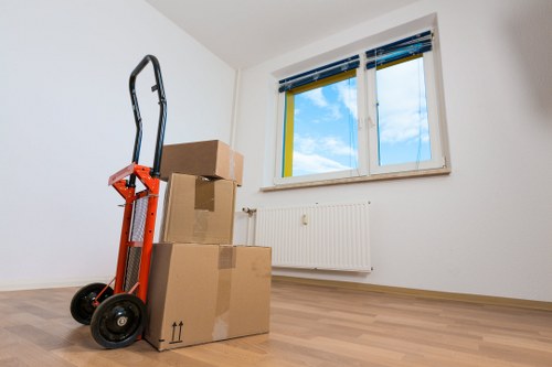 Packing and handling office equipment during a Blackfriars business move