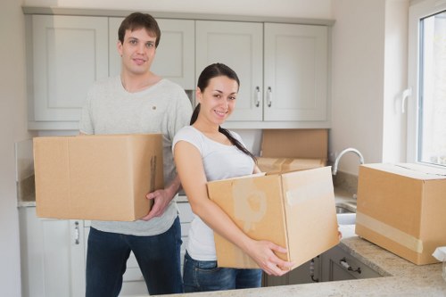 Prepared moving day essentials and organised boxes for a Blackfriars flat relocation